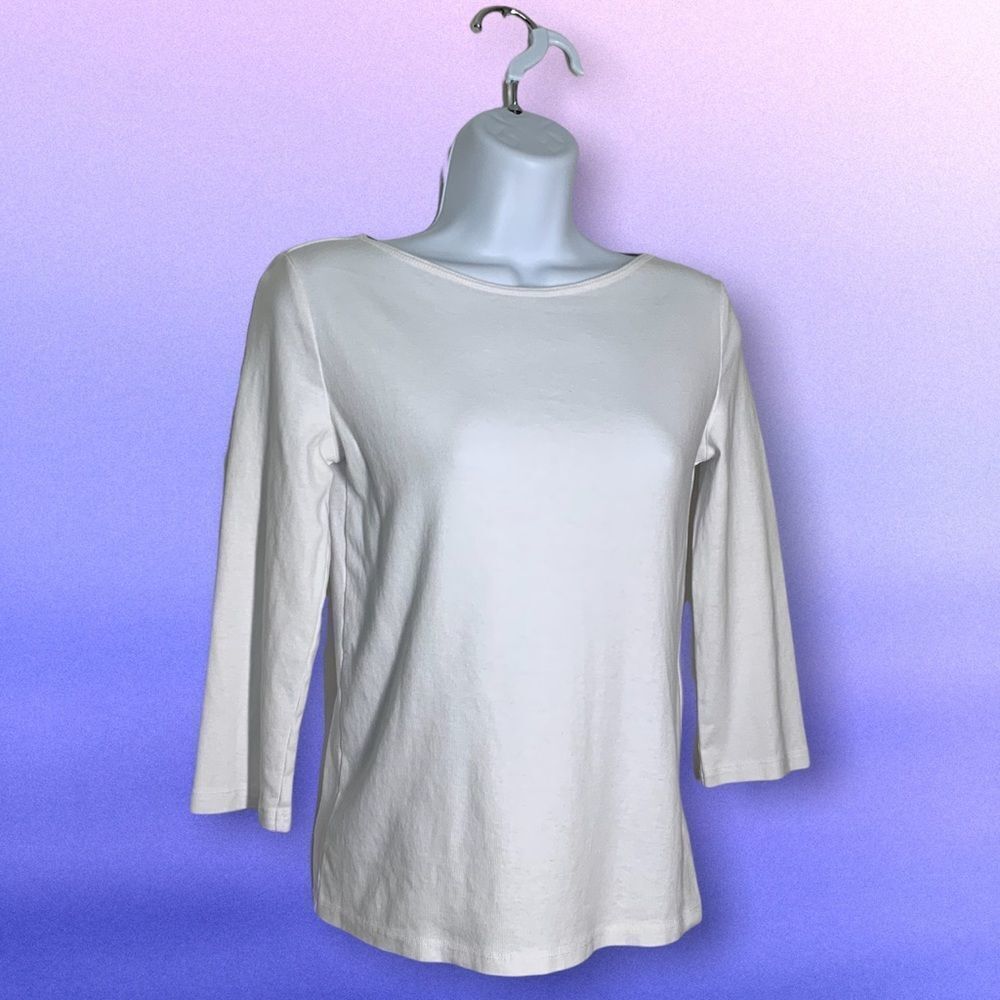 Zara White 3/4 Sleeve Top Size S